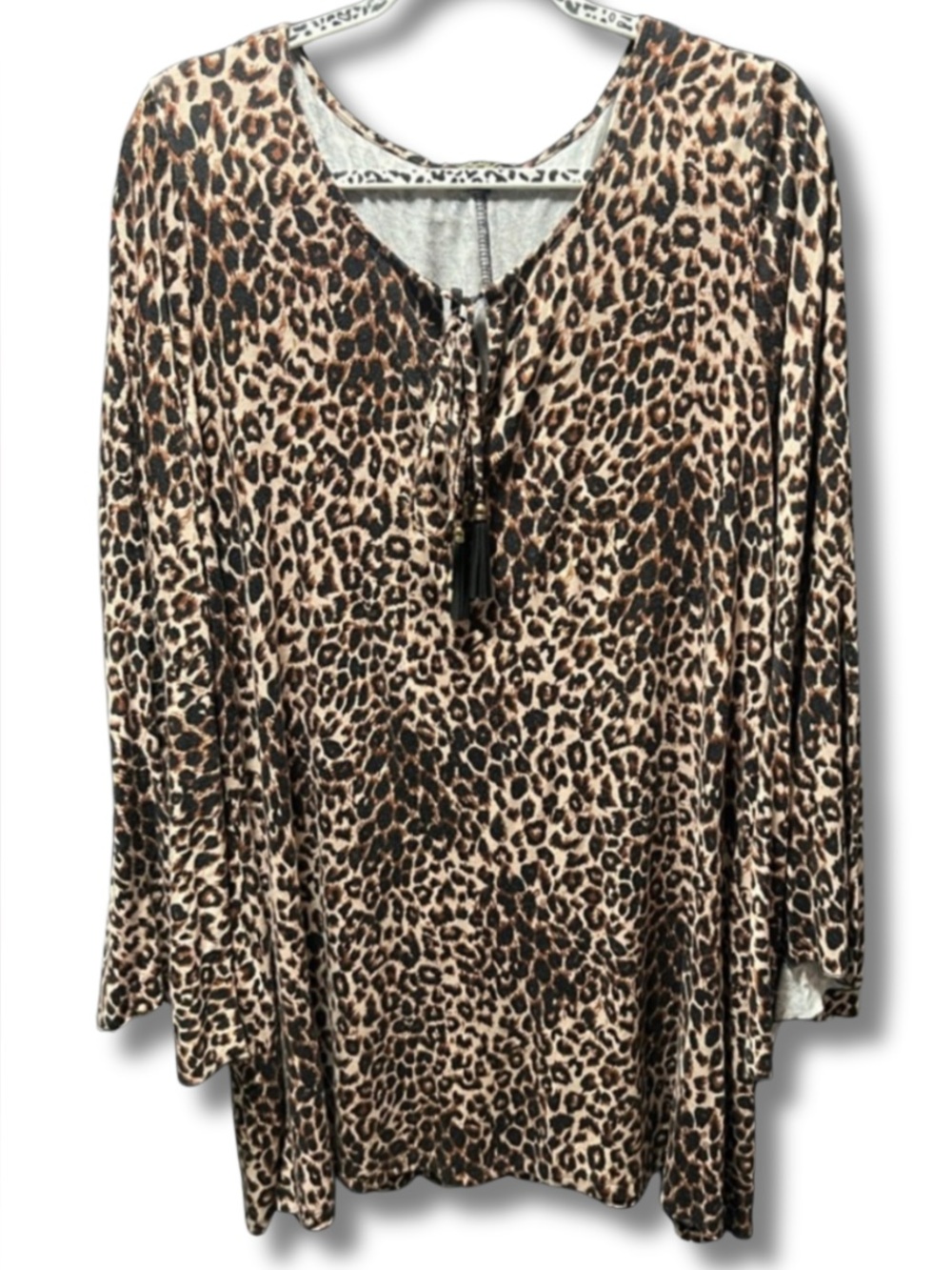 🛍️Cupio Leopard Print Tunic with Bell Sleeves in Brown and Black